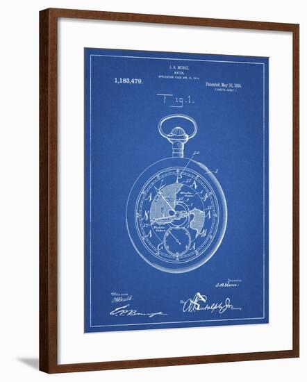 PP112-Blueprint U.S. Watch Co. Pocket Watch Patent Poster-Cole Borders-Framed Giclee Print