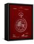 PP112-Burgundy U.S. Watch Co. Pocket Watch Patent Poster-Cole Borders-Framed Stretched Canvas