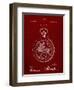 PP112-Burgundy U.S. Watch Co. Pocket Watch Patent Poster-Cole Borders-Framed Giclee Print