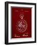 PP112-Burgundy U.S. Watch Co. Pocket Watch Patent Poster-Cole Borders-Framed Giclee Print