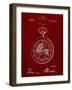 PP112-Burgundy U.S. Watch Co. Pocket Watch Patent Poster-Cole Borders-Framed Giclee Print