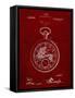 PP112-Burgundy U.S. Watch Co. Pocket Watch Patent Poster-Cole Borders-Framed Stretched Canvas