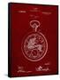 PP112-Burgundy U.S. Watch Co. Pocket Watch Patent Poster-Cole Borders-Framed Stretched Canvas