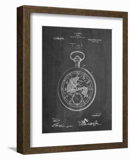 PP112-Chalkboard U.S. Watch Co. Pocket Watch Patent Poster-Cole Borders-Framed Giclee Print