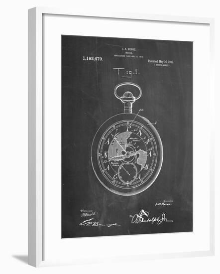 PP112-Chalkboard U.S. Watch Co. Pocket Watch Patent Poster-Cole Borders-Framed Giclee Print