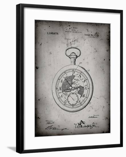 PP112-Faded Grey U.S. Watch Co. Pocket Watch Patent Poster-Cole Borders-Framed Giclee Print