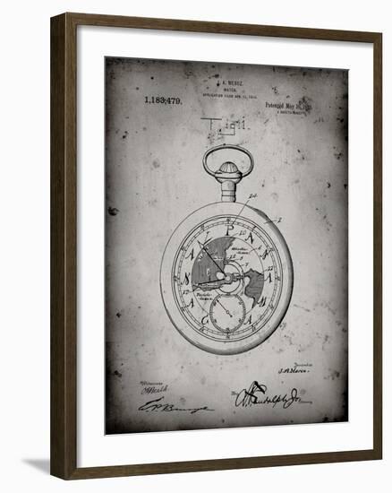 PP112-Faded Grey U.S. Watch Co. Pocket Watch Patent Poster-Cole Borders-Framed Giclee Print