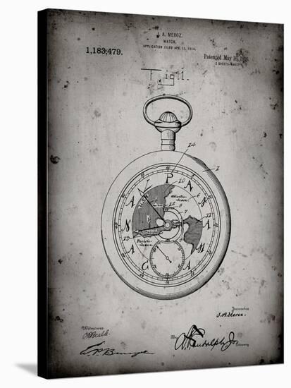 PP112-Faded Grey U.S. Watch Co. Pocket Watch Patent Poster-Cole Borders-Stretched Canvas