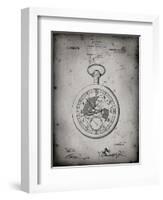 PP112-Faded Grey U.S. Watch Co. Pocket Watch Patent Poster-Cole Borders-Framed Giclee Print