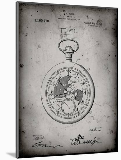 PP112-Faded Grey U.S. Watch Co. Pocket Watch Patent Poster-Cole Borders-Mounted Giclee Print