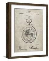 PP112-Sandstone U.S. Watch Co. Pocket Watch Patent Poster-Cole Borders-Framed Giclee Print