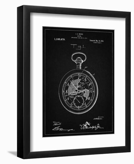 PP112-Vintage Black U.S. Watch Co. Pocket Watch Patent Poster-Cole Borders-Framed Premium Giclee Print