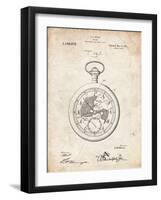 PP112-Vintage Parchment U.S. Watch Co. Pocket Watch Patent Poster-Cole Borders-Framed Giclee Print