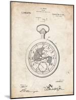 PP112-Vintage Parchment U.S. Watch Co. Pocket Watch Patent Poster-Cole Borders-Mounted Giclee Print