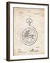 PP112-Vintage Parchment U.S. Watch Co. Pocket Watch Patent Poster-Cole Borders-Framed Giclee Print