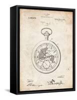 PP112-Vintage Parchment U.S. Watch Co. Pocket Watch Patent Poster-Cole Borders-Framed Stretched Canvas