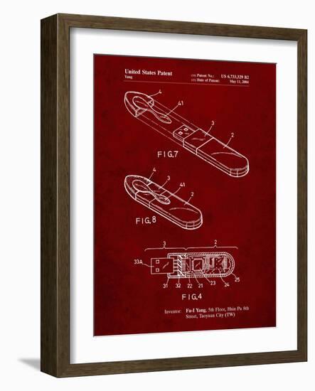 PP1120-Burgundy USB Flash Drive Patent Poster-Cole Borders-Framed Giclee Print