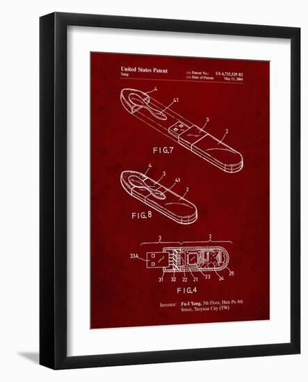 PP1120-Burgundy USB Flash Drive Patent Poster-Cole Borders-Framed Giclee Print