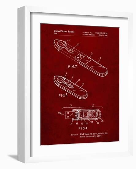 PP1120-Burgundy USB Flash Drive Patent Poster-Cole Borders-Framed Giclee Print