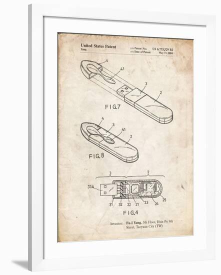 PP1120-Vintage Parchment USB Flash Drive Patent Poster-Cole Borders-Framed Giclee Print