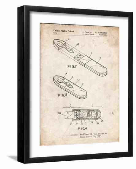 PP1120-Vintage Parchment USB Flash Drive Patent Poster-Cole Borders-Framed Giclee Print