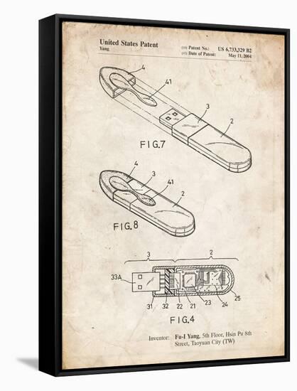 PP1120-Vintage Parchment USB Flash Drive Patent Poster-Cole Borders-Framed Stretched Canvas