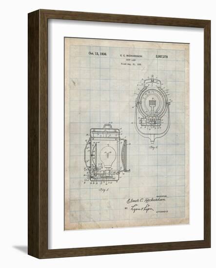 PP1123-Antique Grid Parchment Vintage Movie Set Light Patent Poster-Cole Borders-Framed Giclee Print