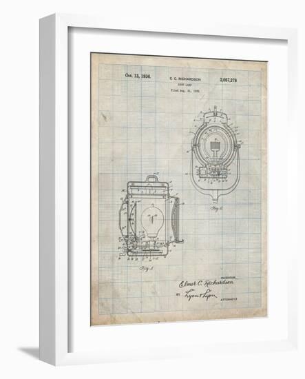 PP1123-Antique Grid Parchment Vintage Movie Set Light Patent Poster-Cole Borders-Framed Giclee Print