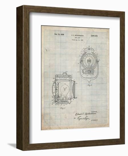 PP1123-Antique Grid Parchment Vintage Movie Set Light Patent Poster-Cole Borders-Framed Giclee Print