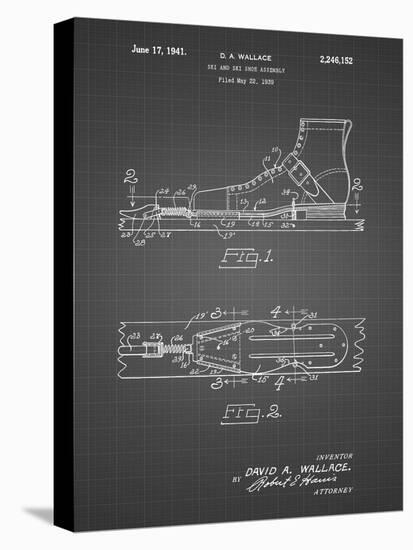 PP1124-Black Grid Vintage Ski's Patent Poster-Cole Borders-Stretched Canvas