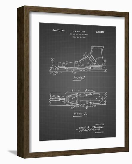 PP1124-Black Grid Vintage Ski's Patent Poster-Cole Borders-Framed Giclee Print