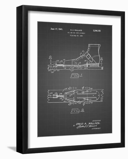 PP1124-Black Grid Vintage Ski's Patent Poster-Cole Borders-Framed Giclee Print