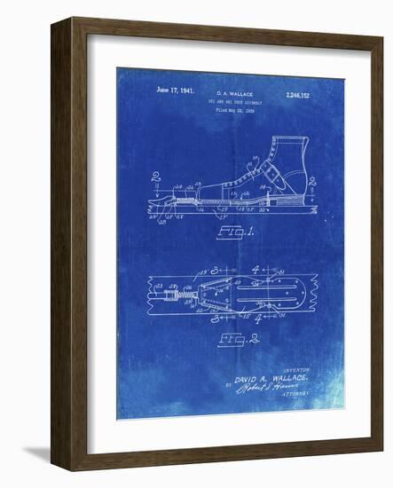 PP1124-Faded Blueprint Vintage Ski's Patent Poster-Cole Borders-Framed Giclee Print