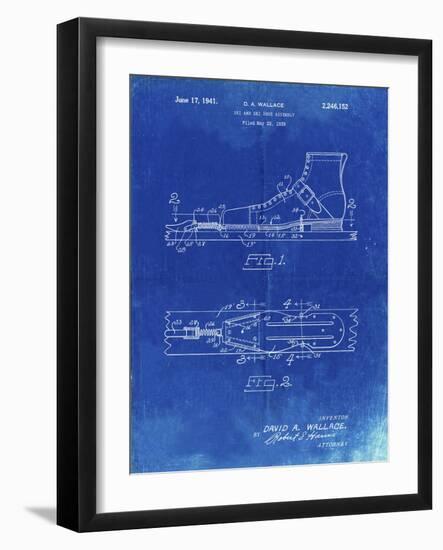 PP1124-Faded Blueprint Vintage Ski's Patent Poster-Cole Borders-Framed Giclee Print