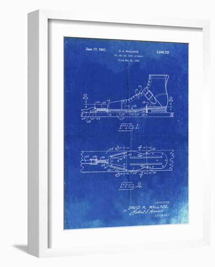 PP1124-Faded Blueprint Vintage Ski's Patent Poster-Cole Borders-Framed Giclee Print