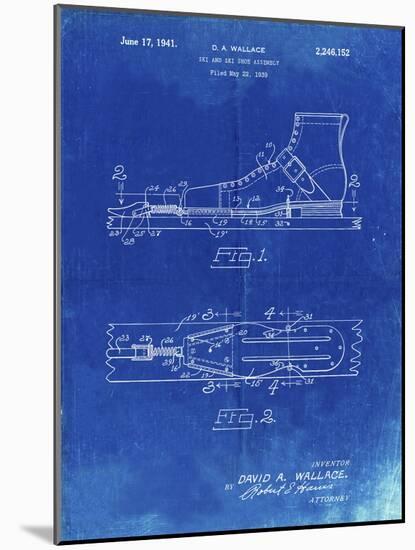 PP1124-Faded Blueprint Vintage Ski's Patent Poster-Cole Borders-Mounted Giclee Print