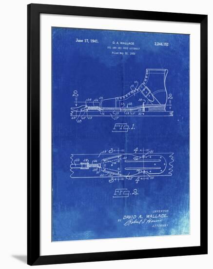 PP1124-Faded Blueprint Vintage Ski's Patent Poster-Cole Borders-Framed Giclee Print