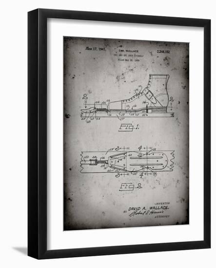 PP1124-Faded Grey Vintage Ski's Patent Poster-Cole Borders-Framed Giclee Print