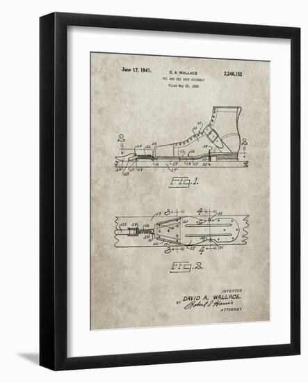 PP1124-Sandstone Vintage Ski's Patent Poster-Cole Borders-Framed Giclee Print