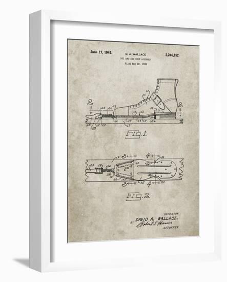 PP1124-Sandstone Vintage Ski's Patent Poster-Cole Borders-Framed Giclee Print