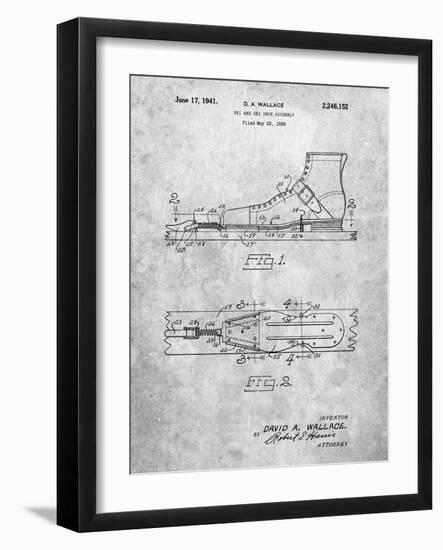 PP1124-Slate Vintage Ski's Patent Poster-Cole Borders-Framed Giclee Print