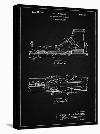 PP1124-Vintage Black Vintage Ski's Patent Poster-Cole Borders-Stretched Canvas