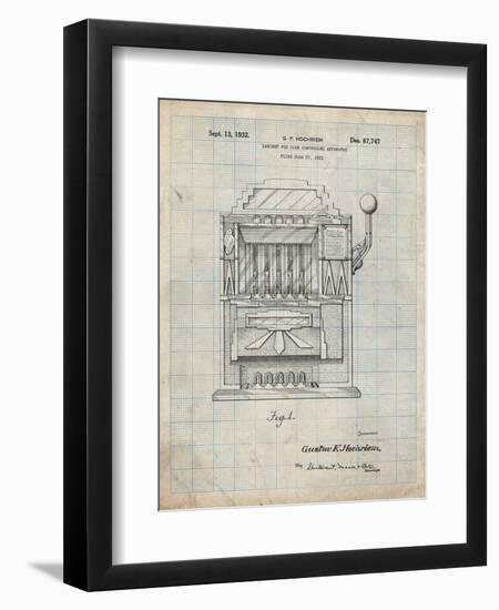 PP1125-Antique Grid Parchment Vintage Slot Machine 1932 Patent Poster-Cole Borders-Framed Giclee Print