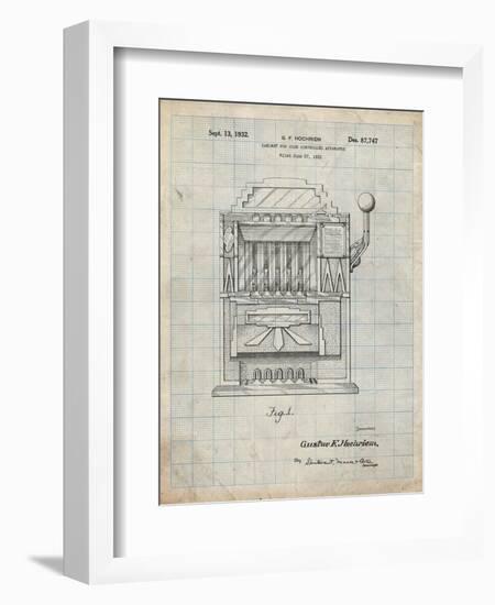 PP1125-Antique Grid Parchment Vintage Slot Machine 1932 Patent Poster-Cole Borders-Framed Giclee Print