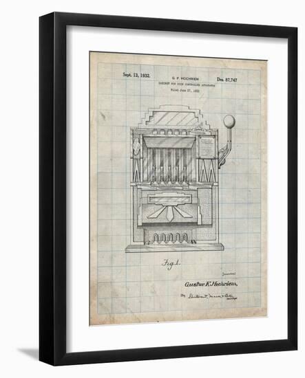 PP1125-Antique Grid Parchment Vintage Slot Machine 1932 Patent Poster-Cole Borders-Framed Giclee Print