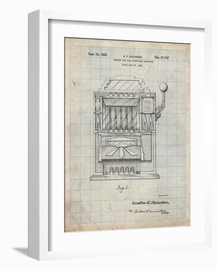 PP1125-Antique Grid Parchment Vintage Slot Machine 1932 Patent Poster-Cole Borders-Framed Premium Giclee Print