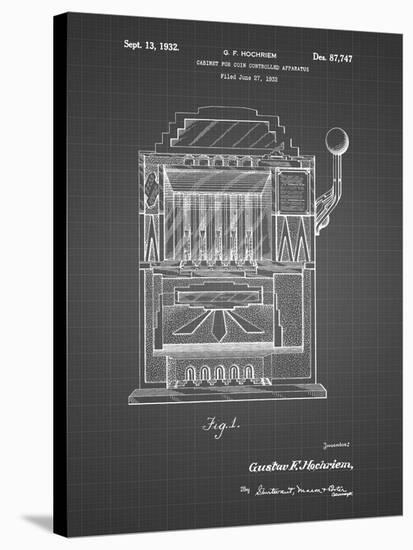 PP1125-Black Grid Vintage Slot Machine 1932 Patent Poster-Cole Borders-Stretched Canvas