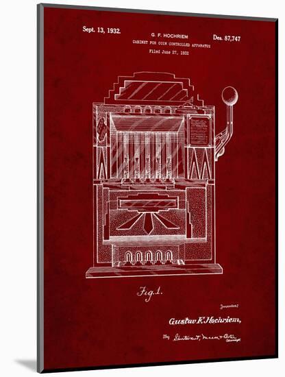 PP1125-Burgundy Vintage Slot Machine 1932 Patent Poster-Cole Borders-Mounted Giclee Print