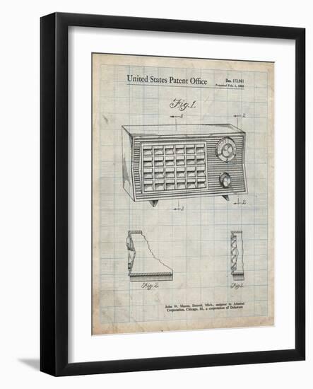 PP1126-Antique Grid Parchment Vintage Table Radio Patent Poster-Cole Borders-Framed Giclee Print