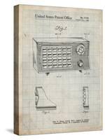 PP1126-Antique Grid Parchment Vintage Table Radio Patent Poster-Cole Borders-Stretched Canvas